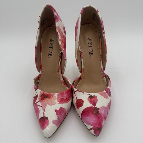 JustFab Monika Floral Stiletto Heels Size 6 Pink Watercolor Pointed Toe Pumps - Picture 1 of 8